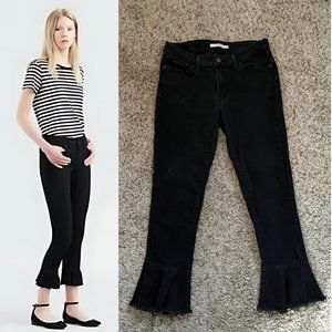 Levi's 711 Black Skinny Ankle Crop Ruffle Flare Hem Jeans sz 29